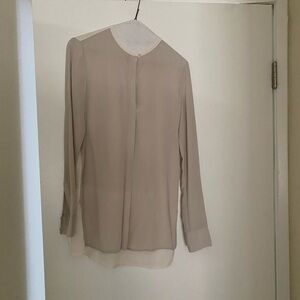 Vince Tan Long Sleeve Mandarin Collar Blouse